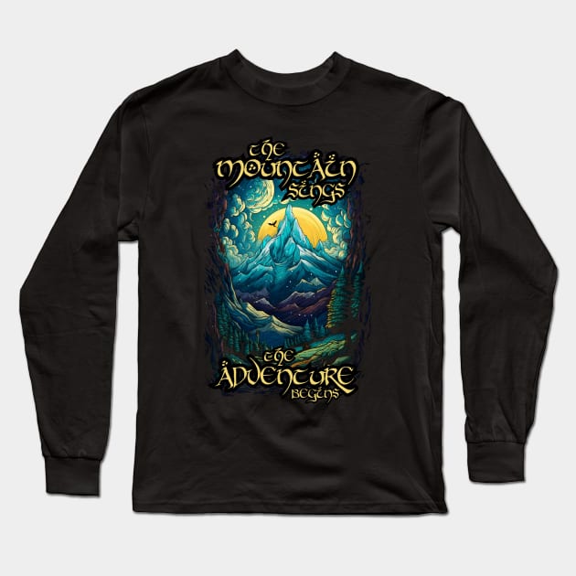 The Mountain Sings, the Adventure Begins -  The Lonely Mountain - Dragon - Fantasy Long Sleeve T-Shirt by Fenay-Designs